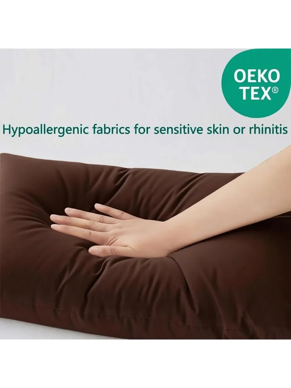 〽️Flat Thin Bed Pillows Standard Size Set of 2 Soft Down Alternative Coffee
